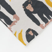Monkey Chimpanzee & Banana Pattern Fleecedecke (Ecke)