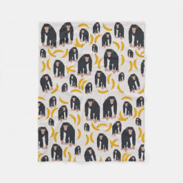 Monkey Chimpanzee & Banana Pattern Fleecedecke