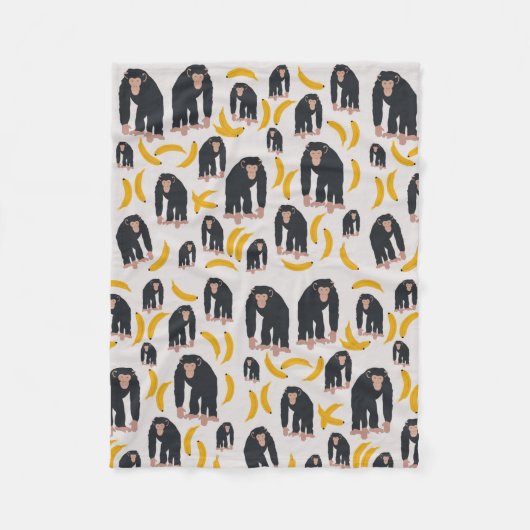 Monkey Chimpanzee & Banana Pattern Fleecedecke (Vorderseite)