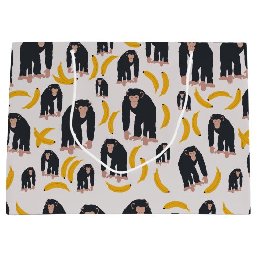 Monkey Chimpanzee & Banana Pattern Große Geschenktüte (Vorderseite)