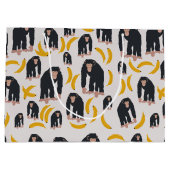 Monkey Chimpanzee & Banana Pattern Große Geschenktüte (Rückseite)
