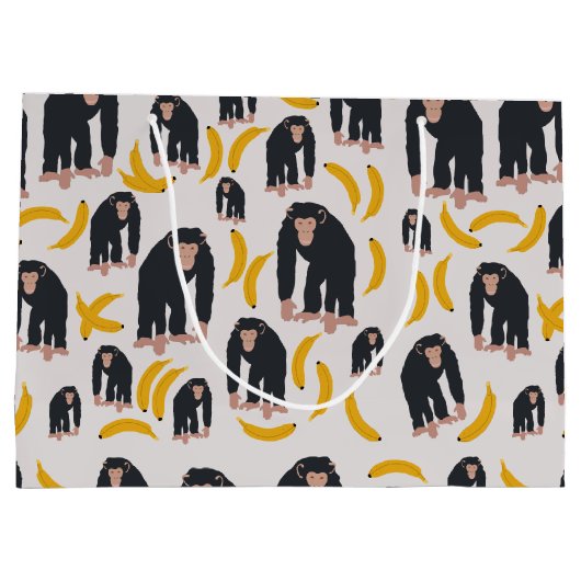 Monkey Chimpanzee & Banana Pattern Große Geschenktüte (Rückseite)