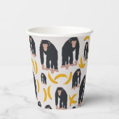 Monkey Chimpanzee & Banana Pattern Pappbecher (Rückseite)