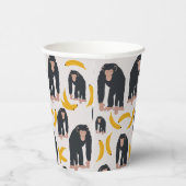 Monkey Chimpanzee & Banana Pattern Pappbecher (Rechts)
