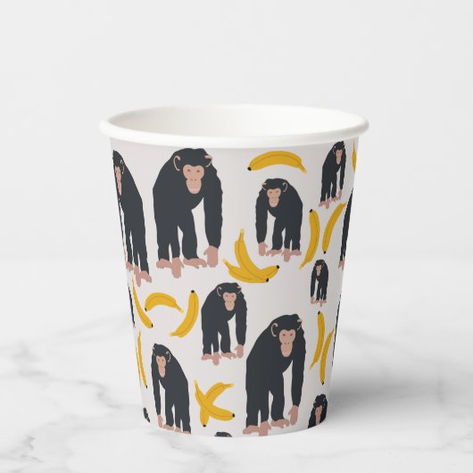 Monkey Chimpanzee & Banana Pattern Pappbecher (Vorderseite)