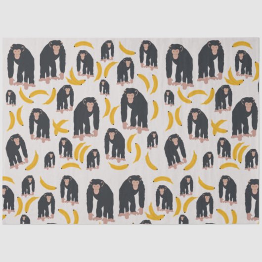 Monkey Chimpanzee & Banana Pattern Seidenpapier (Vorderseite)
