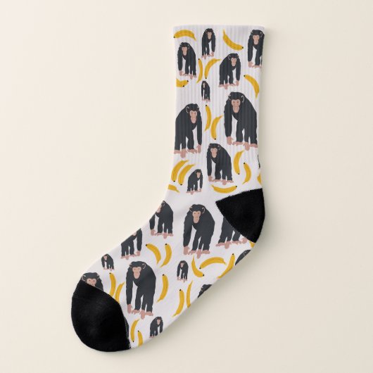 Monkey Chimpanzee & Banana Pattern Socken (Links - Außen)