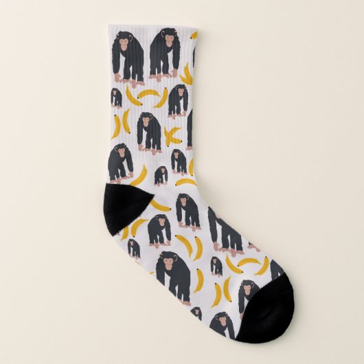 Monkey Chimpanzee & Banana Pattern Socken (Rechts - Außen)