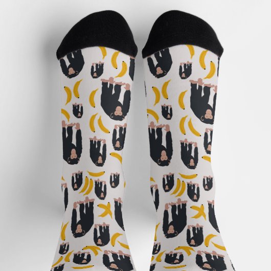 Monkey Chimpanzee & Banana Pattern Socken (Oben)
