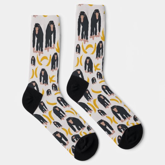 Monkey Chimpanzee & Banana Pattern Socken (Rechts)