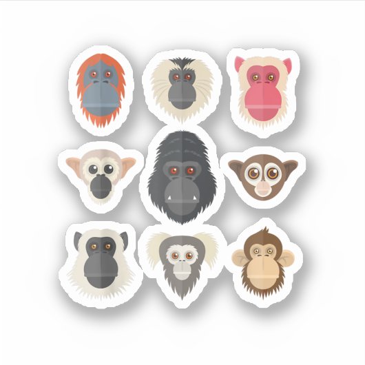 Monkey Chimpanzee Gorilla Spider Affen Eichhörnche Aufkleber (Vorderseite)