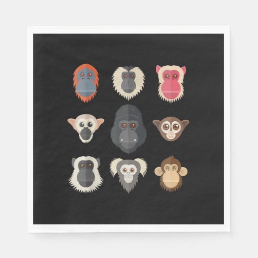 Monkey Chimpanzee Gorilla Spider Affen Eichhörnche Serviette (Vorderseite)
