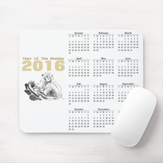 Monkey Chinese New Year 2016 Calendar mousepad (Mit Mouse)