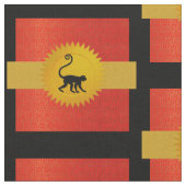 Monkey Chinese Zodiac | Rot, Gold und Schwarz Stoff (Nahaufnahme)