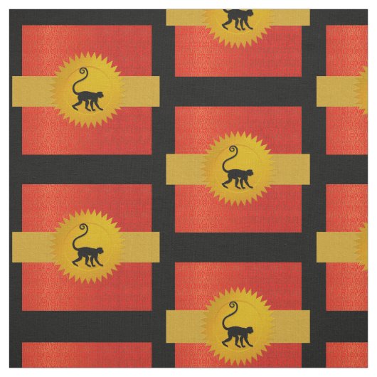Monkey Chinese Zodiac | Rot, Gold und Schwarz Stoff (Muster)