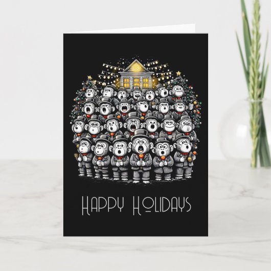 Monkey Christmas Choir Karte (Vorderseite)