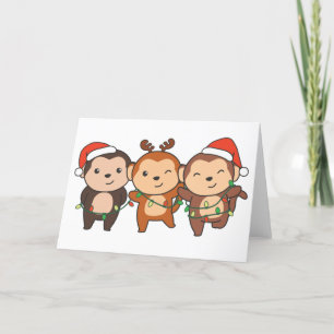 Monkey Christmas Christmas Animals Cute Monkeys Ho Feiertagskarte