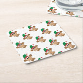 Monkey Christmas Elf Rechteckiger Pappuntersetzer (angewinkelt)