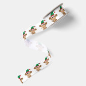 Monkey Christmas Elf Satinband (Rückseite)