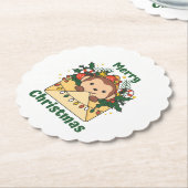 Monkey Christmas Letter Winter Animals Monkeys Untersetzer (angewinkelt)