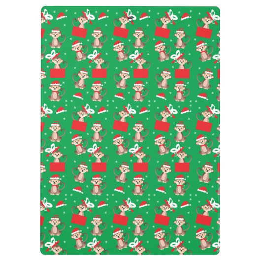 Monkey Christmas Pattern Red Green Klemmbrett (Rückseite)