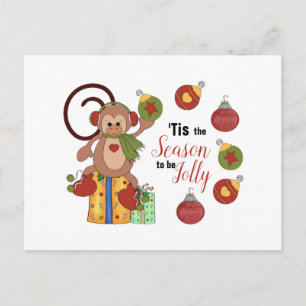 Monkey Christmas Postcard Postkarte