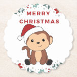 Monkey Christmas Snow Winter Animals Monkeys Paper Untersetzer<br><div class="desc">The monkey for Christmas with fairy lights. Funny animals with gifts and snow for the holidays. Also funny for christmas in July. Monkeys are cute animals and perfect for Christmas.</div>