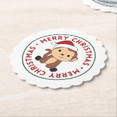 Monkey Christmas Snow Winter Animals Monkeys Paper Untersetzer (angewinkelt)