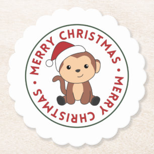 Monkey Christmas Snow Winter Animals Monkeys Paper Untersetzer