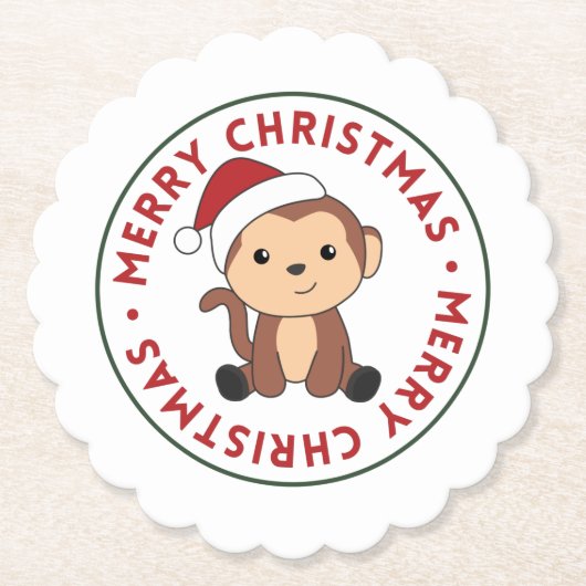 Monkey Christmas Snow Winter Animals Monkeys Paper Untersetzer (Vorderseite)