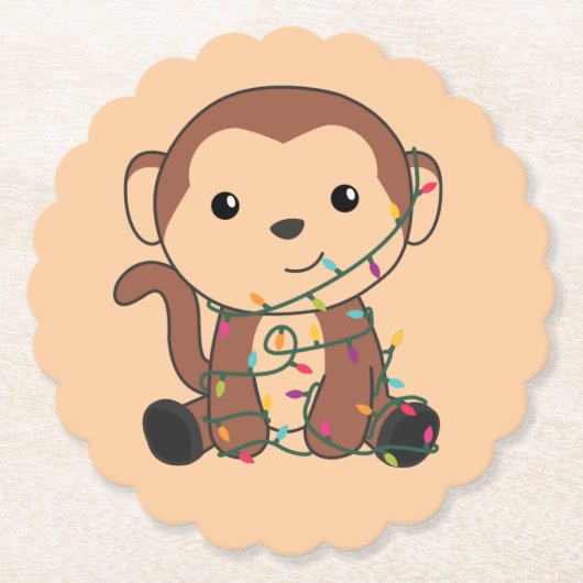 Monkey Christmas Snow Winter Animals Monkeys Paper Untersetzer (Vorderseite)