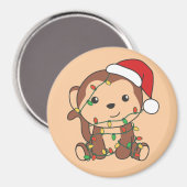 Monkey Christmas Winter Animals Affen Magnet (Vorderseite/Rückseite)