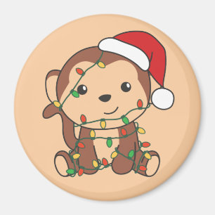 Monkey Christmas Winter Animals Affen Magnet
