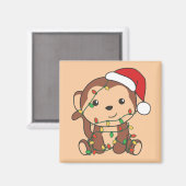 Monkey Christmas Winter Animals Affen Magnet (Vorderseite/Rückseite)
