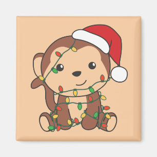 Monkey Christmas Winter Animals Affen Magnet