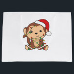 Monkey Christmas Winter Animals Monkeys Große Geschenktüte<br><div class="desc">The monkey at Christmas with fairy lights. Funny animals with gifts and snow for the holidays. A sweet Christmas greeting. Monkeys are cute animals and perfect for Christmas.</div>
