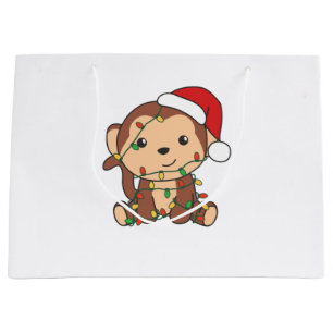 Monkey Christmas Winter Animals Monkeys Große Geschenktüte