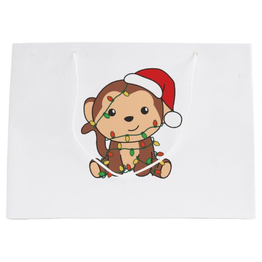 Monkey Christmas Winter Animals Monkeys Große Geschenktüte (Vorderseite)