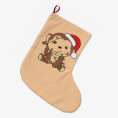 Monkey Christmas Winter Tiere Affen große Chri Großer Weihnachtsstrumpf (Vorderansicht (hängend))