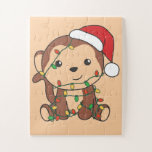 Monkey Christmas Winter Tiere Affen Jigsaw Puz Puzzle<br><div class="desc">Der Affe zu Weihnachten mit Feenlicht. Hübsche Tiere mit Geschenken und Schnee für den Urlaub. Ein süßes Weihnachtsgrüßen. Affen sind niedliche Tiere und perfekt zu Weihnachten.</div>