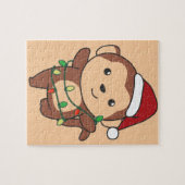Monkey Christmas Winter Tiere Affen Jigsaw Puz Puzzle (Horizontal)