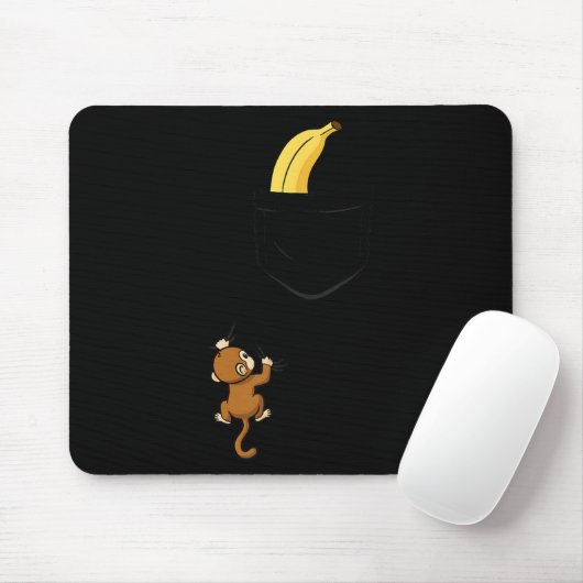 Monkey Climbs For Banana Funny Animal Cket Design  Mousepad (Mit Mouse)