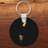 Monkey Climbs For Banana Funny Animal Cket Design Schlüsselanhänger (Vorderseite)