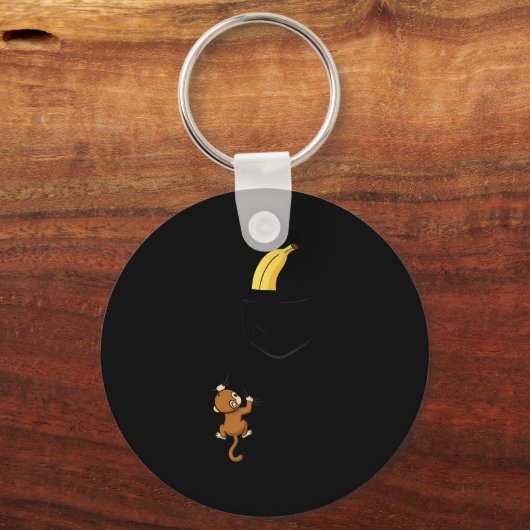 Monkey Climbs For Banana Funny Animal Cket Design Schlüsselanhänger (Vorderseite)