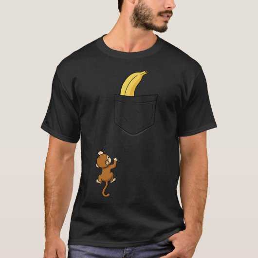 Monkey Climbs For Banana Funny Animal Cket Design  T-Shirt (Vorderseite)
