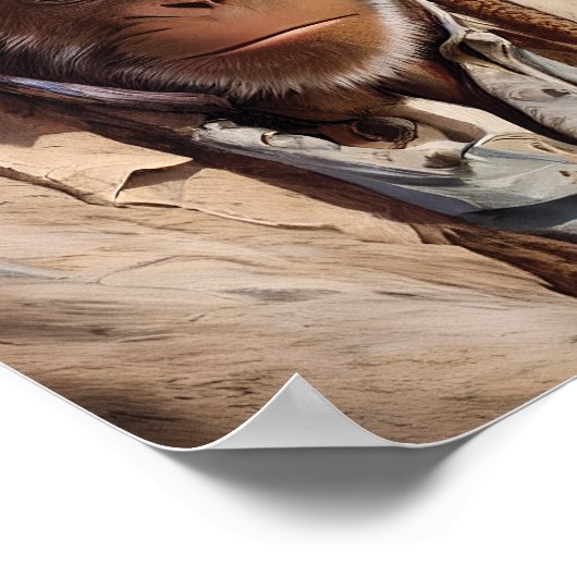 Monkey Cowboy Portrait Poster (Ecke)