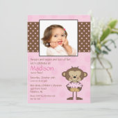 Monkey Cupcake Einladung (Stehend Vorderseite)