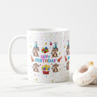 Monkey Cupcake Happy Birthday Mug  Kaffeetasse