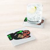 Monkey cute  glasuntersetzer (Schrägansicht)