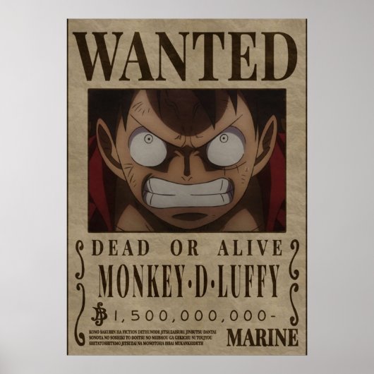 Monkey D Luffy One Piece Bounty Gewollt Poster (Vorne)